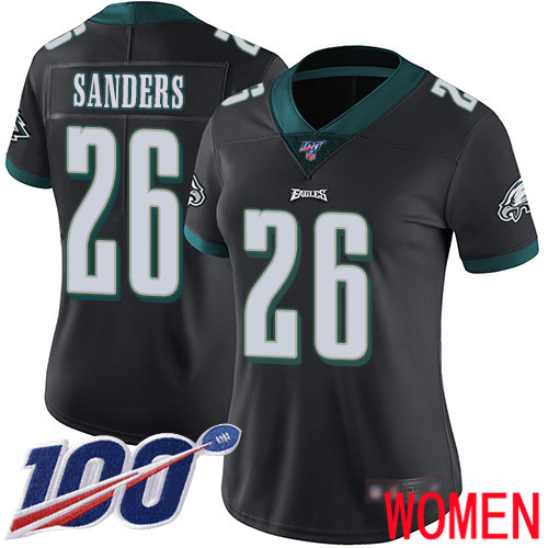 Women Philadelphia Eagles #26 Miles Sanders Black Alternate Vapor Untouchable NFL Jersey Limited Player 100th